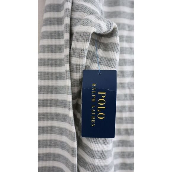 Polo Ralph Lauren Men's Sz XL Gray/White Striped Waffle Knit L/S Sleep Shirt - Picture 6 of 8